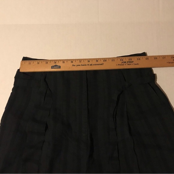 H&M Women Black Pinstripe Linen Blend Belted Wide Leg Gaucho Pants Size 8 Goth - Picture 15 of 16